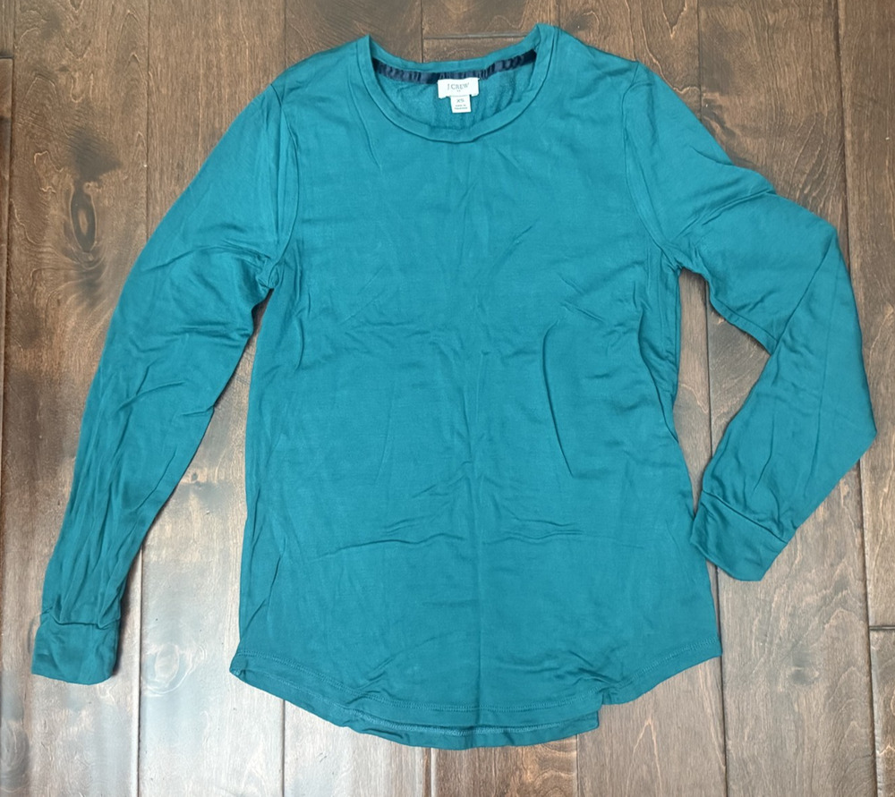 J.Crew Womens Top Teal Green Basic Long Sleeve T-Shirt Minimalist Lagenlook XS